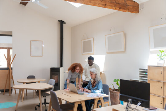 Colleagues Discussing Business Project In Office