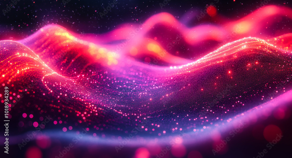 Poster vibrant glowing waves in abstract form. vibrant waves of light flow seamlessly, creating an abstract
