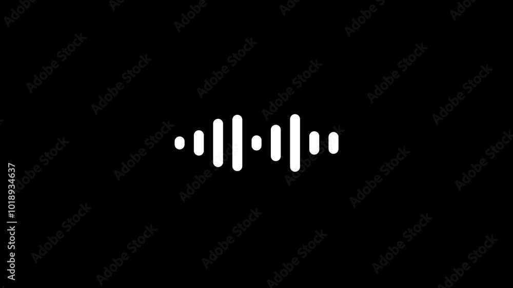 Poster white audio waveform spectrum animation, digital audio spectrum wave animation black background. sou