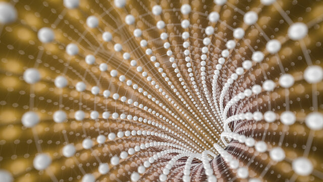 A tunnel of white spheres.