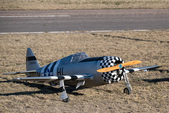 P-47 aircraft near a radio-controlled runway.