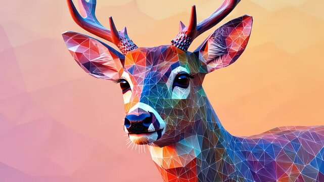 Polygonal deer posing on gradient background
