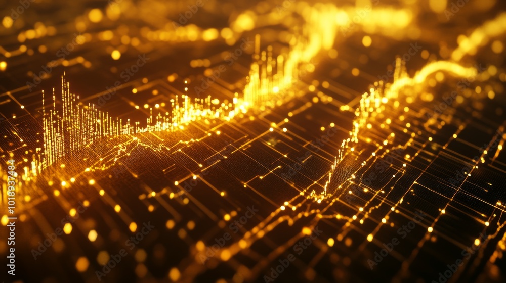 Aufkleber golden abstract data visualization background
