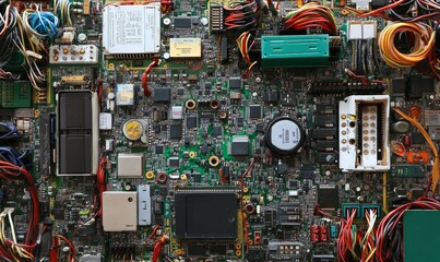 Various computer components, electronics, wires