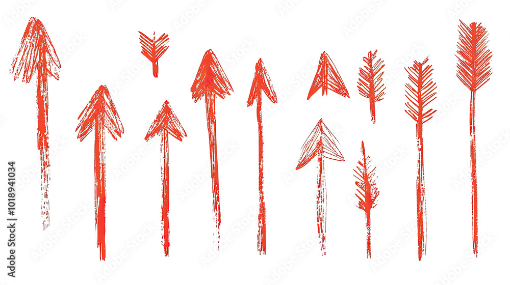 Poster hand-drawn style red arrows indicating upward movement in a set generative ai