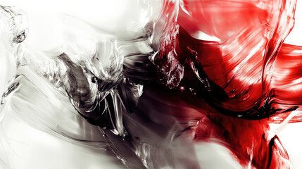 A captivating abstract piece featuring strong, bold strokes of red, grey, and white, conveying a sense of energy and movement, drawing the viewer into its depth.