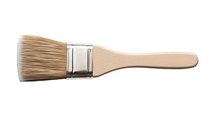 A wooden paintbrush with a silver handle