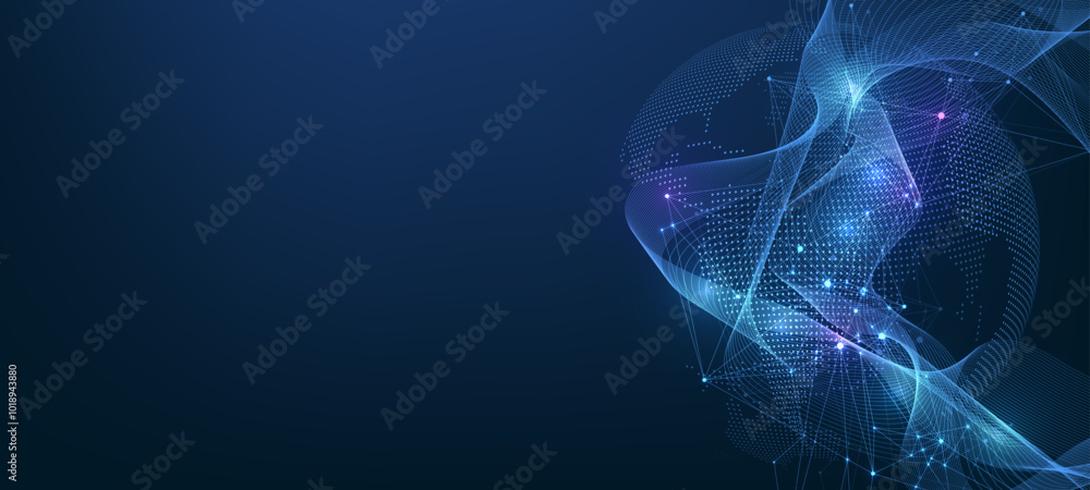 Fototapete Global network connection concept. Big data visualization. Social network communication in the global computer networks. Internet technology. Business. Science. Vector illustration