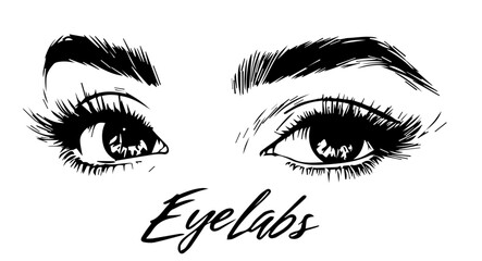 Fototapeta premium human eye with expressive lines and shading black vector illustration