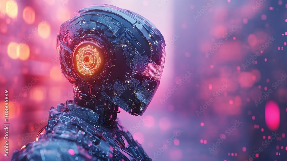 Poster robotic automation in ai technology, machine learning development for future science, intelligent sy
