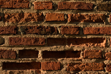 brick wall made of old brown bricks in high resolution