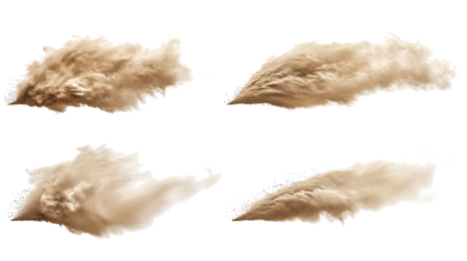 Isolated Collection of Sandstorm Dust Clouds in Motion Generative AI
