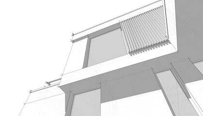 house building sketch architectural 3d illustration