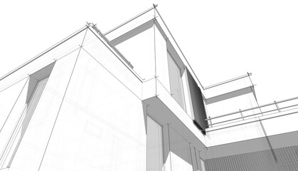 house building sketch architectural 3d illustration
