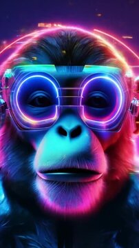 monkey with neon glasses
