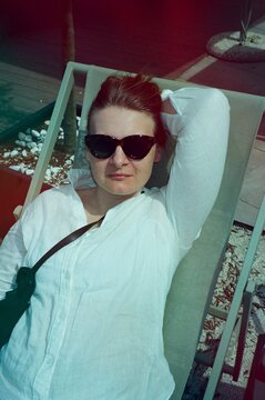 A woman relaxing in a park