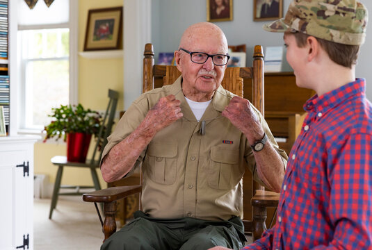 Veteran family Great Grandfather  with Grandson 