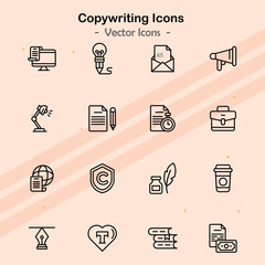 Icons illustrating additional elements of the copywriting process.