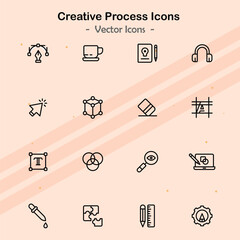 Icons depicting various stages of the creative process.