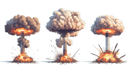 Collection of Nuclear Explosions and Mushroom Clouds From History Generative AI