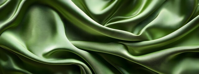 Fototapeta premium Silk fabric in a green color