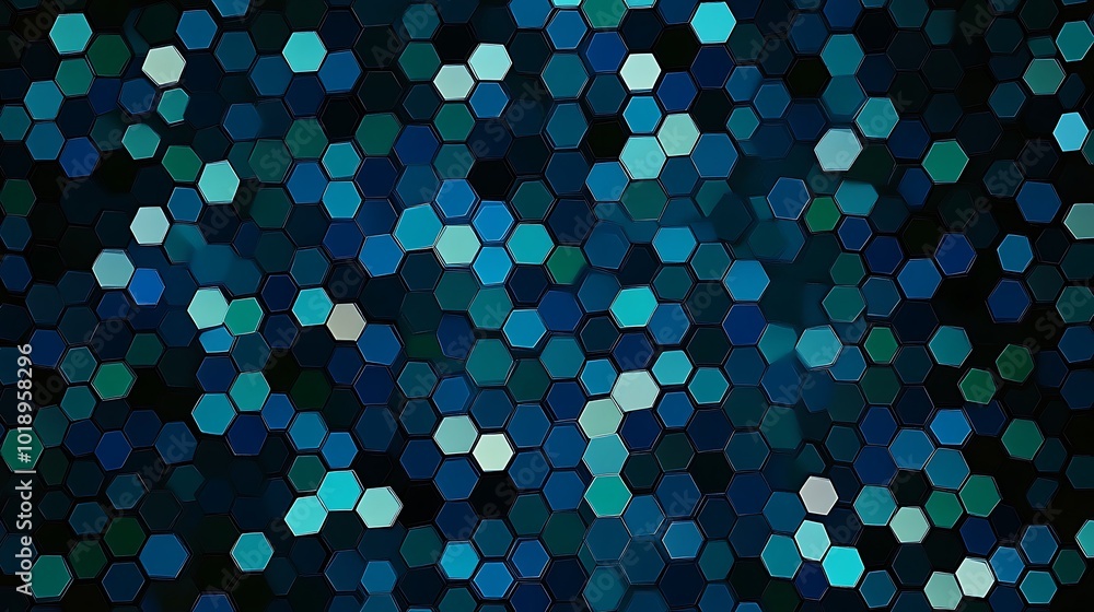 Poster abstract dark blue hexagon pattern background.