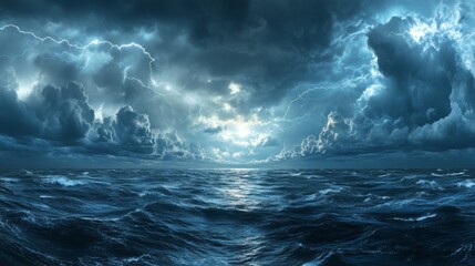 Fototapeta premium Dramatic Stormy Ocean Under Dark Clouds