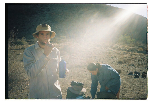 Hikers get ready brush teeth