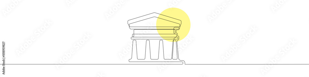 Poster bank icon icon line continuous drawing vector. one line temple icon vector background. building with