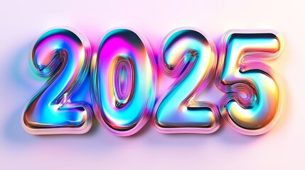 A colorful, glossy representation of the year 2025, showcasing a modern and vibrant design.