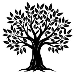 Obraz premium Olive Tree silhouette on white background