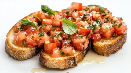 Fresh Tomato Bruschetta on Toasted Bread Slices