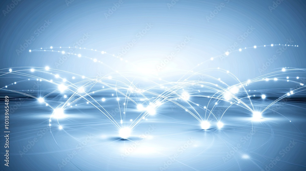 Poster this composition features a stylized representation of the world map in light blue and white, emphas