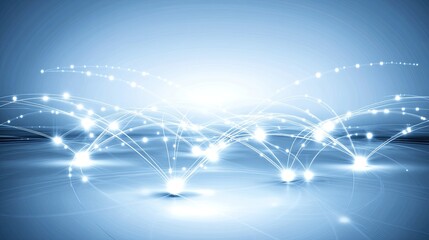 This composition features a stylized representation of the world map in light blue and white, emphasizing digital networks and global connectivity in a contemporary design