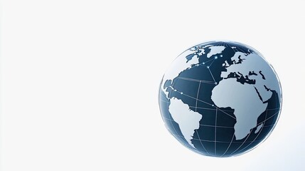 Fototapeta premium This composition features a stylized representation of the world map in light blue and white, emphasizing digital networks and global connectivity in a contemporary design