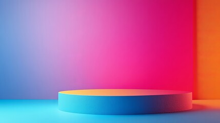 A colorful wall with a blue and orange circle in the middle