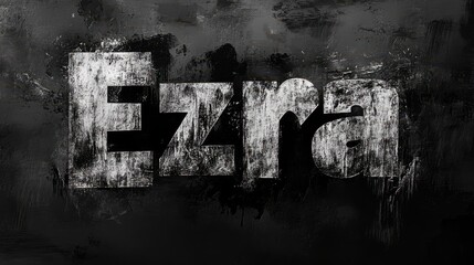 Naklejka premium Grunge style 'Ezra' text with a dark, textured background.