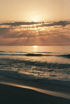 Ocean waves in the fading sun