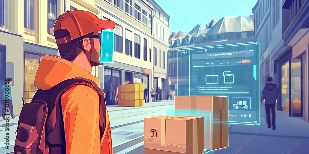Poster advanced augmented reality tracking system for logistics, transforming supply chain operations with 