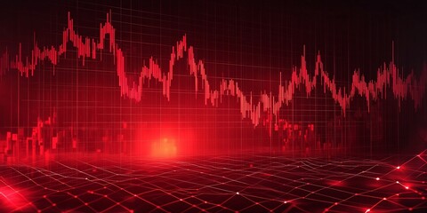 stock market graph illustrating financial statistics, declining prices, and inflation rate, depicting an abstract representation of the stock market crash and ongoing financial crisis