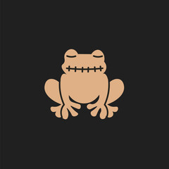 Halloween concept spooky vector illustration pattern, magical elements collection, autumn holiday party decoration, spooky witchy frog with mouth sewn shut