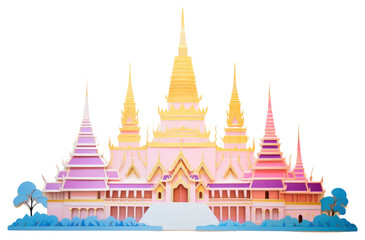 PNG Thai temple architecture building pagoda.