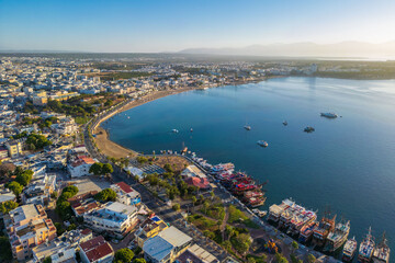 Didim coastline drone view in Turkey