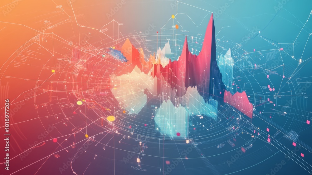 Poster abstract data visualization with colorful graphs