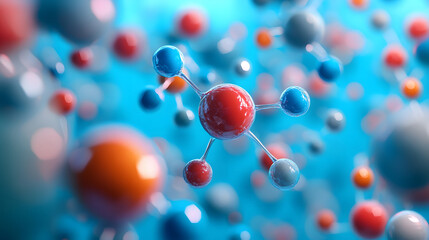 Blue background, a simple picture of water molecules in blue and white colors, a science-themed mobile wallpaper design
