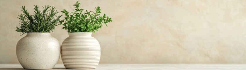 Fototapeta premium Natural Healing Workspace with Ceramic Pots and Plants