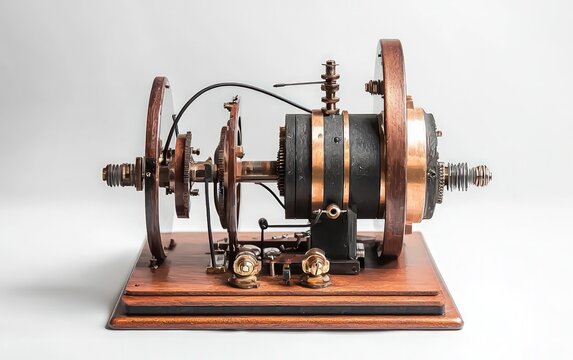 An electric dynamo machine, isolated on a white backdrop, highlighting its advanced design and functionality.