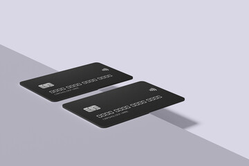 Futuristic Black Contactless Credit Cards on Minimal Background – Modern Payment Solutions for Secure Digital Transactions