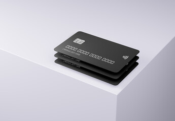 Futuristic Black Contactless Credit Cards on Minimal Background – Modern Payment Solutions for Secure Digital Transactions