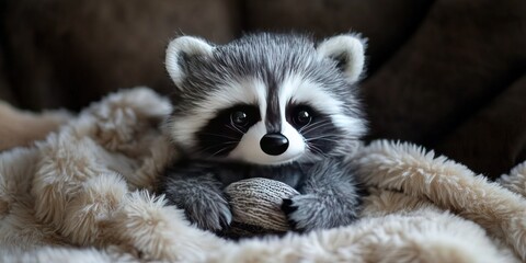 Obraz premium adorable stuffed animal raccoon 